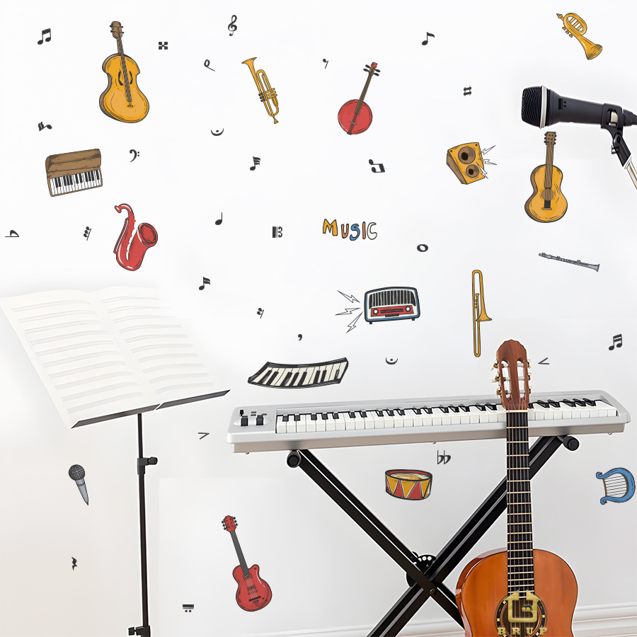Musical Instrument Diy For Kids - Adesivo de parede de instrumentos musicais,
