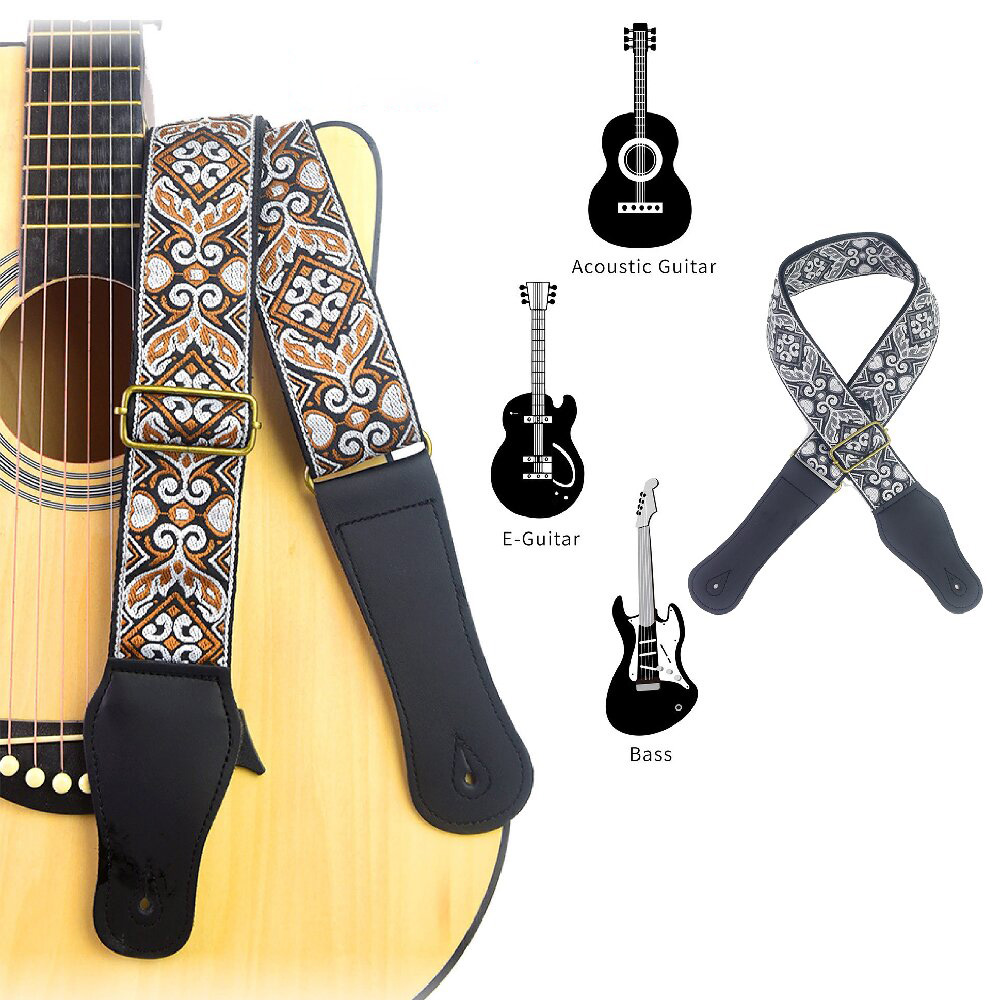 Musical Instrument Art - Correia de Guitarra Bordada com Estampa