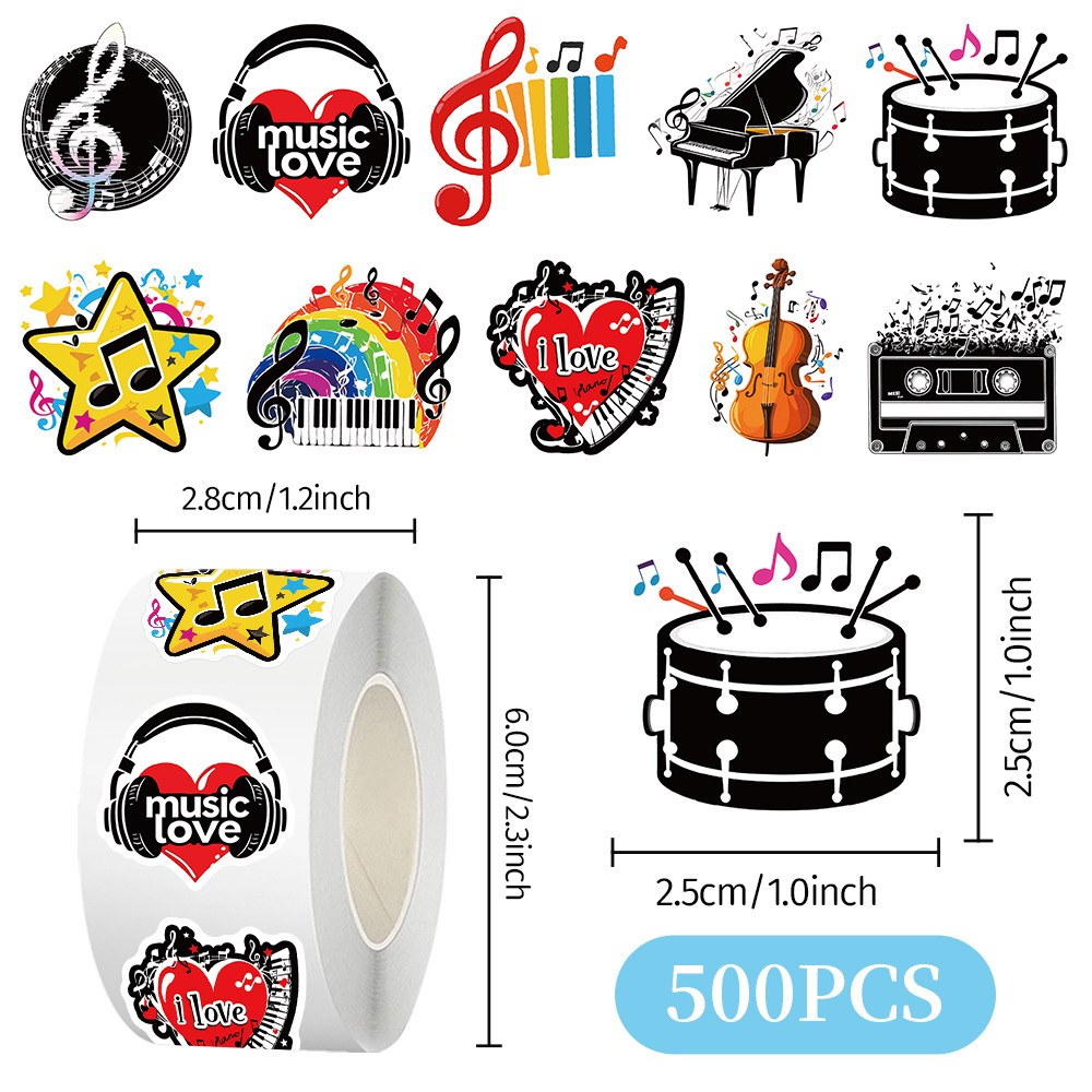 500 pçs rolo adesivos instrume - Musical Instrument Diy For Kids avaliação e preço