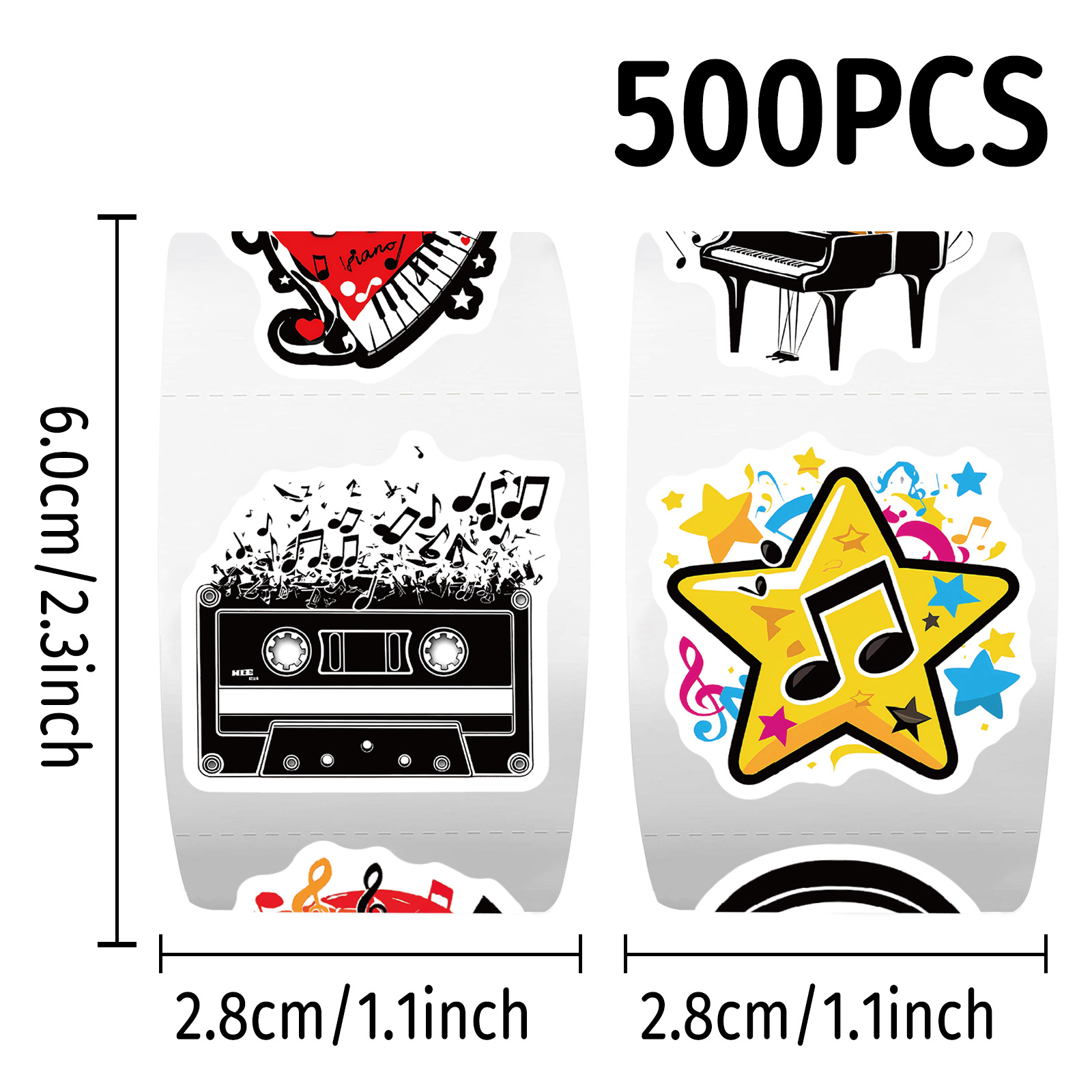 500 pçs rolo adesivos instrume - Musical Instrument Diy For Kids avaliação e preço